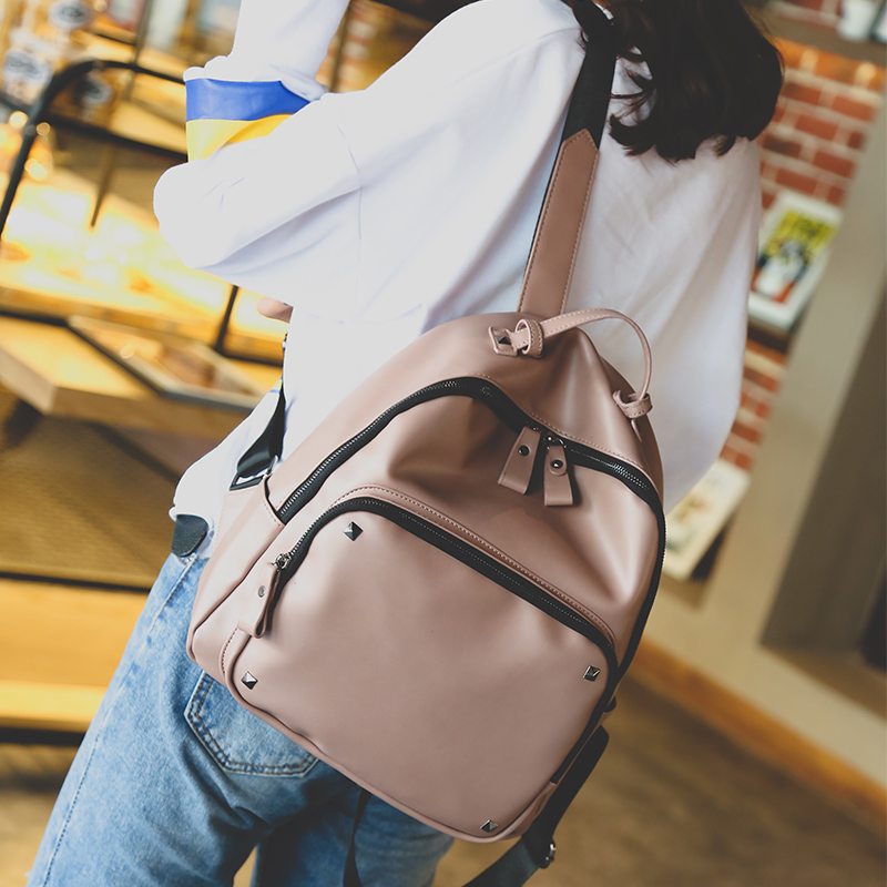 新款女包撞色雙肩包女韓版學院風休閑簡約背包時尚旅行包書包