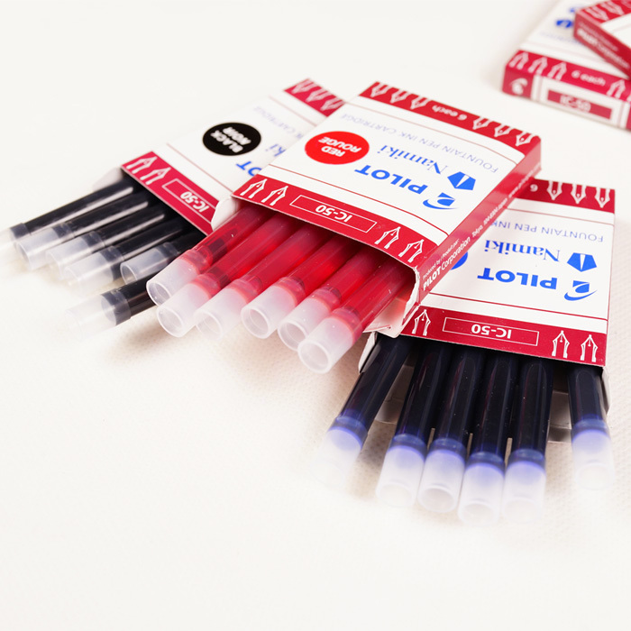 百樂鋼筆IC-50墨膽墨囊替換墨水紅黑藍三色選一盒6支