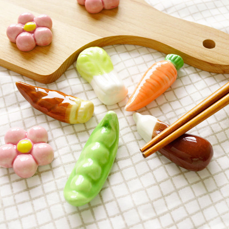 云木雜貨 家居日式創意陶瓷櫻花蔬菜筷子架筷托廚房餐具單個裝