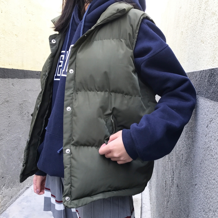 冬款韓國學院風棉衣無袖立領保暖口袋馬甲背心面包服棉服女