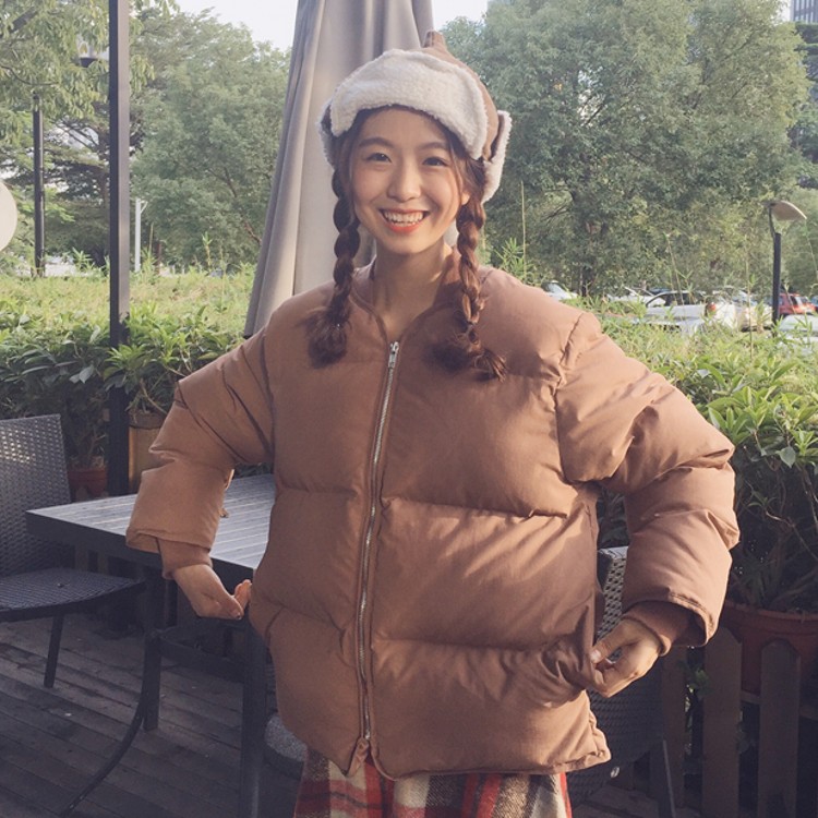 冬裝韓國簡約棒球領面包服寬松百搭加厚保暖棉衣外套學生棉服