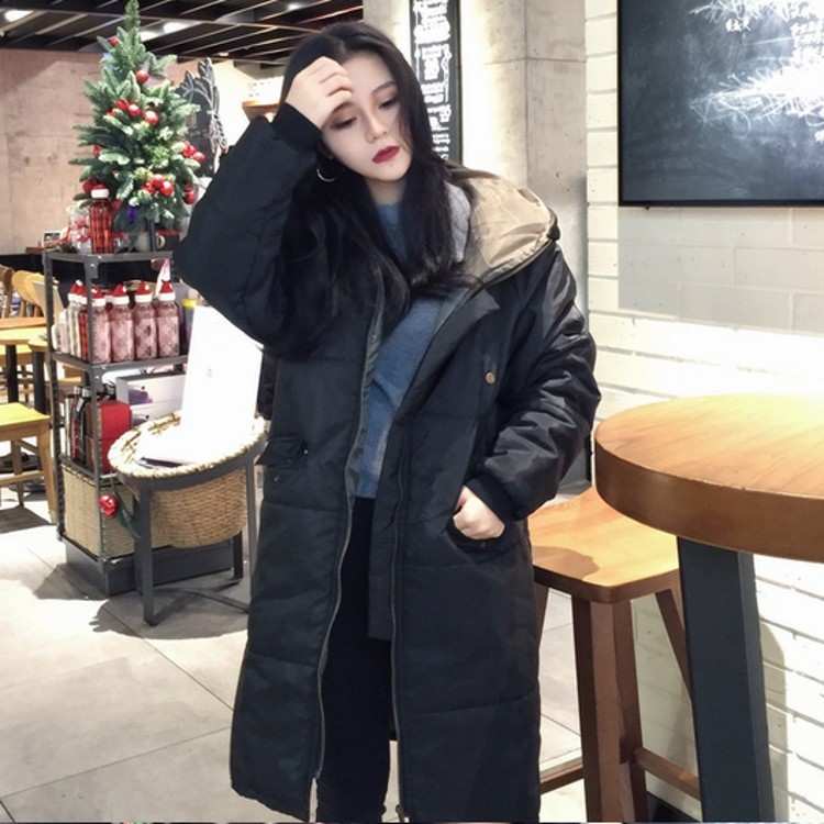 韓國面包服冬款棉衣寬松中長款拉鏈連帽長袖外套女棉服棉襖